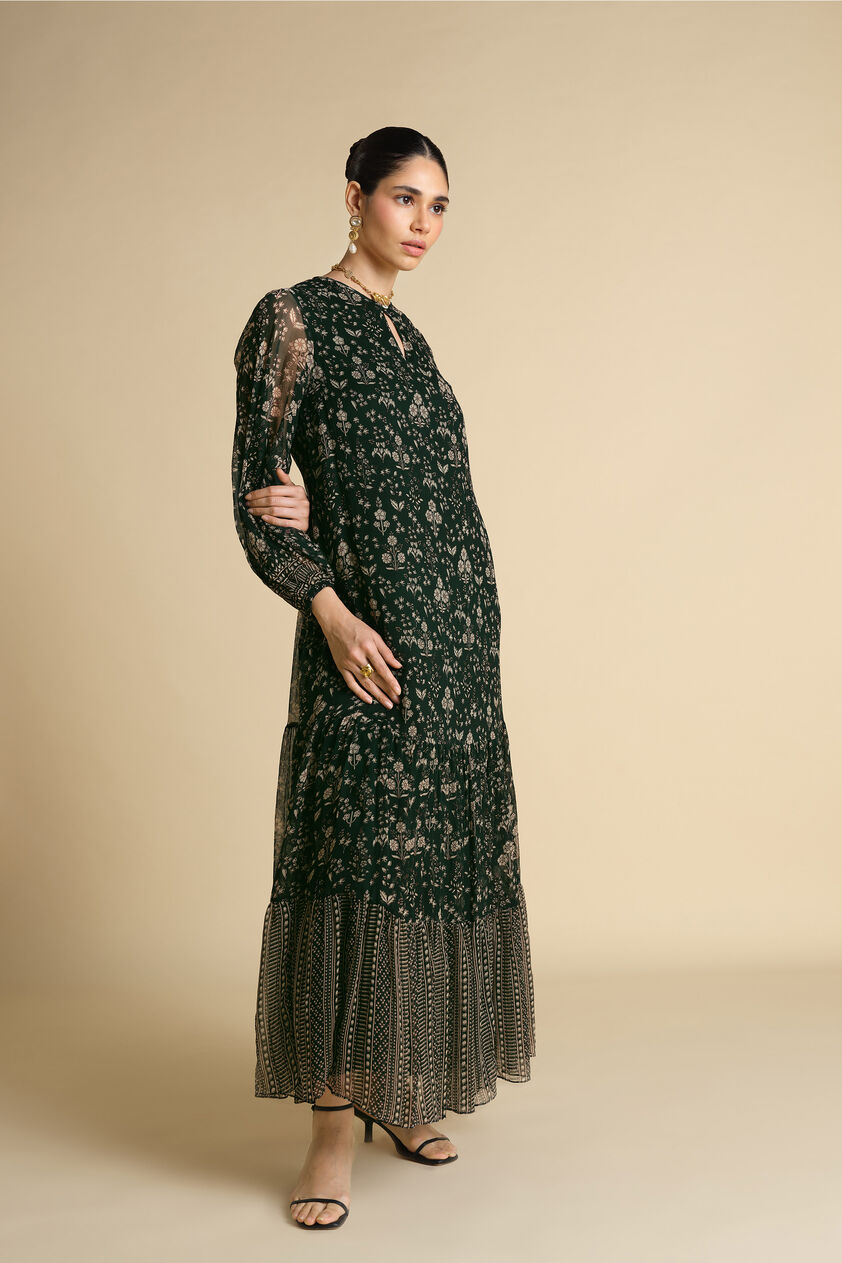 Sithara Printed Kaftan - Green, Green, image 3